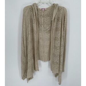 Extra Touch Women's Beige‎ Open Knit Crochet Short Sleeve Cardigan Sweater Sz 2X